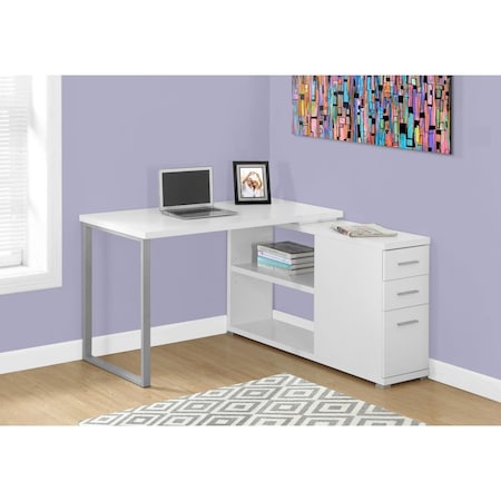 Gfancy Fixtures 29.5 in. Particle Board & Silver Metal Computer Desk with a Hollow Core GF3708515